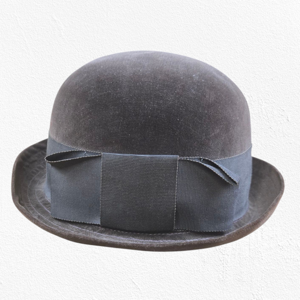 1940s Vintage Classic Brown Fur Felt Derby Bowler Hat Made in USA Union Label